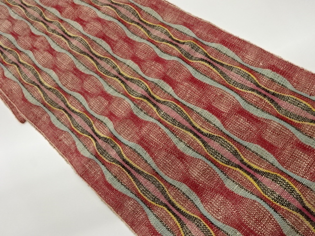 手織り紬立涌模様織出し名古屋帯